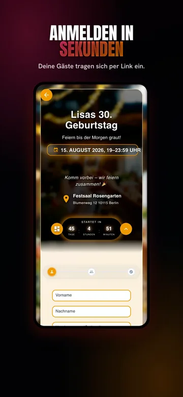 EventMyself-App: Gäste melden sich per Link an